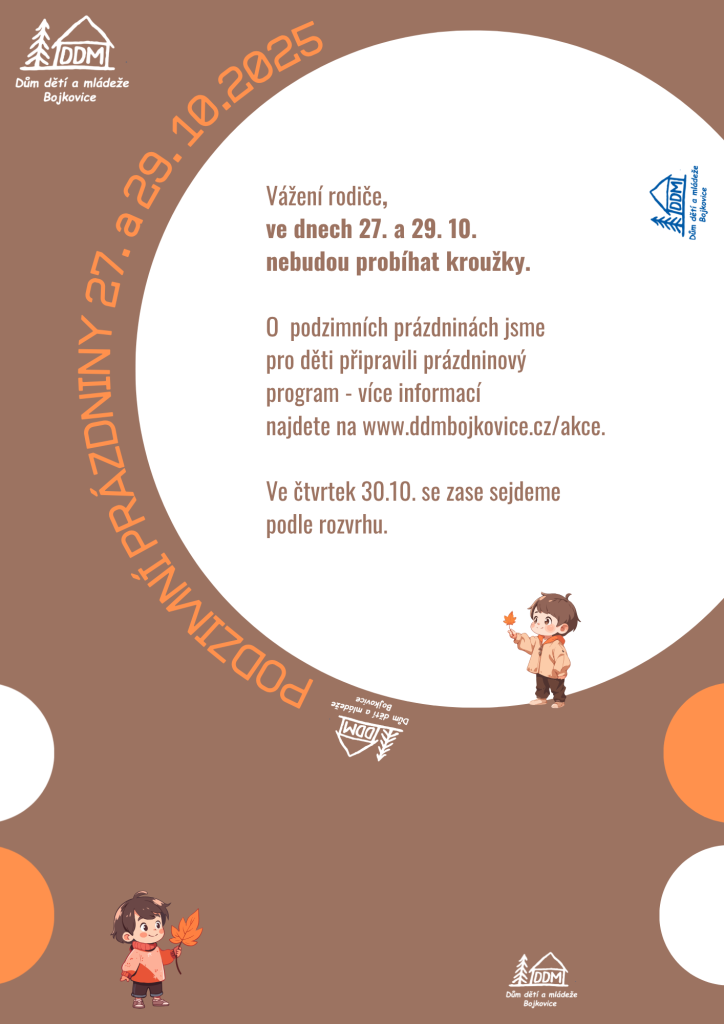 INFORMACE PODZIMNÍ PRÁZDNINY